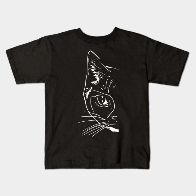 Cat looks over a wall Kids T-Shirt by aceofspace